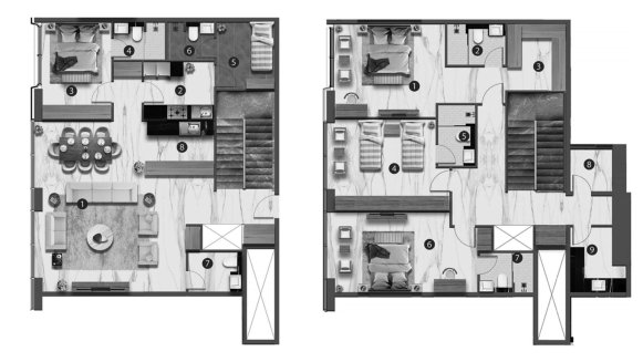Penthouse floor plan, 4 bedrooms in AETERNITAS BY LONDON GATE No. 11008 (2D)